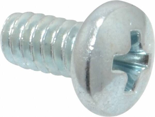Value Collection - #10-24 UNC, 3/8" Length Under Head Phillips Drive Machine Screw - Pan Head, Grade 2 Steel, Zinc-Plated Finish, Without Washer - USA Tool & Supply