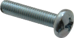 Value Collection - #10-32 UNF, 7/8" Length Under Head Phillips Drive Machine Screw - Pan Head, Grade 2 Steel, Zinc-Plated Finish, Without Washer - USA Tool & Supply