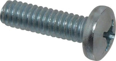 Value Collection - 1/4-20 UNC, 7/8" Length Under Head Phillips Drive Machine Screw - Pan Head, Grade 2 Steel, Zinc-Plated Finish, Without Washer - USA Tool & Supply