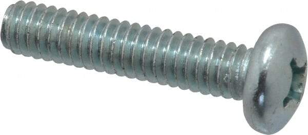 Value Collection - 1/4-20 UNC, 1-1/4" Length Under Head Phillips Drive Machine Screw - Pan Head, Grade 2 Steel, Zinc-Plated Finish, Without Washer - USA Tool & Supply