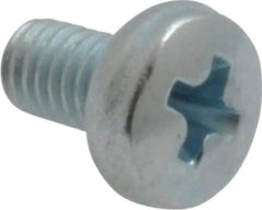 Value Collection - M3x0.50, 5mm Length Under Head Phillips Drive Machine Screw - Pan Head, Grade 4.8 Steel, Zinc-Plated Finish, Without Washer - USA Tool & Supply