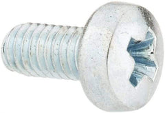 Value Collection - M3x0.50, 6mm Length Under Head Phillips Drive Machine Screw - Pan Head, Grade 4.8 Steel, Zinc-Plated Finish, Without Washer - USA Tool & Supply