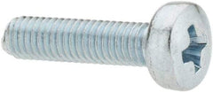 Value Collection - M3x0.50, 12mm Length Under Head Phillips Drive Machine Screw - Pan Head, Grade 4.8 Steel, Zinc-Plated Finish, Without Washer - USA Tool & Supply