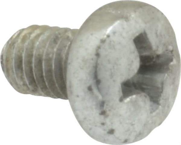 Value Collection - M4x0.70, 6mm Length Under Head Phillips Drive Machine Screw - Pan Head, Grade 4.8 Steel, Zinc-Plated Finish, Without Washer - USA Tool & Supply