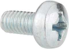 Value Collection - M4x0.70, 8mm Length Under Head Phillips Drive Machine Screw - Pan Head, Grade 4.8 Steel, Zinc-Plated Finish, Without Washer - USA Tool & Supply