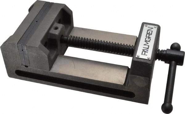 Palmgren - 4-1/2" Jaw Opening Capacity x 1-1/2" Throat Depth, Horizontal Drill Press Vise - 4" Wide Jaw, Stationary Base, Standard Speed, 7-5/16" OAL x 2-3/4" Overall Height - USA Tool & Supply