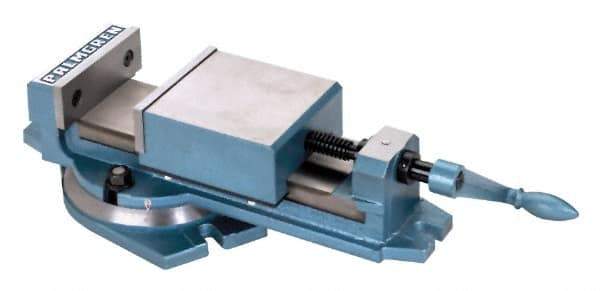 Palmgren - 6" Jaw Width, 6" Jaw Opening Capacity, Horizontal Swivel Machine Vise - Manual Operation, 1 Station, 20-1/8" Long x 2" Deep, 2-1/8" Jaw Height - USA Tool & Supply