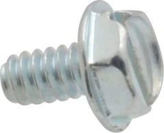 Value Collection - #6-32 UNC, 1/4" OAL Slotted Drive Machine Screw - Hex Washer Head, Grade J82 Steel, Zinc-Plated Finish, Without Washer - USA Tool & Supply