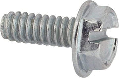 Value Collection - #6-32 UNC, 3/8" OAL Slotted Drive Machine Screw - Hex Washer Head, Grade J82 Steel, Zinc-Plated Finish, Without Washer - USA Tool & Supply