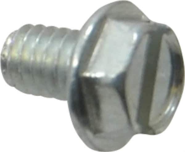 Value Collection - #8-32 UNC, 1/4" OAL Slotted Drive Machine Screw - Hex Washer Head, Grade J82 Steel, Zinc-Plated Finish, Without Washer - USA Tool & Supply