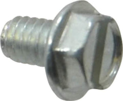 Value Collection - #8-32 UNC, 1/4" OAL Slotted Drive Machine Screw - Hex Washer Head, Grade J82 Steel, Zinc-Plated Finish, Without Washer - USA Tool & Supply