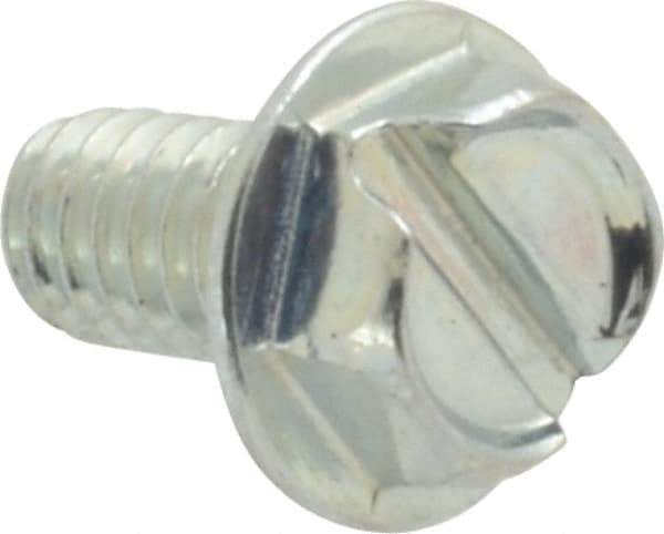Value Collection - #8-32 UNC, 5/16" OAL Slotted Drive Machine Screw - Hex Washer Head, Grade J82 Steel, Zinc-Plated Finish, Without Washer - USA Tool & Supply