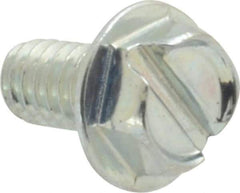 Value Collection - #8-32 UNC, 5/16" OAL Slotted Drive Machine Screw - Hex Washer Head, Grade J82 Steel, Zinc-Plated Finish, Without Washer - USA Tool & Supply