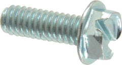 Value Collection - #8-32 UNC, 1/2" OAL Slotted Drive Machine Screw - Hex Washer Head, Grade J82 Steel, Zinc-Plated Finish, Without Washer - USA Tool & Supply