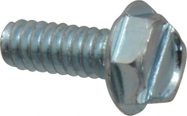 Value Collection - #10-24 UNC, 1/2" OAL Slotted Drive Machine Screw - Hex Washer Head, Grade J82 Steel, Zinc-Plated Finish, Without Washer - USA Tool & Supply