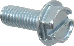 Value Collection - #10-32 UNF, 1/2" OAL Slotted Drive Machine Screw - Hex Washer Head, Grade J82 Steel, Zinc-Plated Finish, Without Washer - USA Tool & Supply