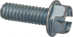Value Collection - 1/4-20 UNC, 3/4" OAL Slotted Drive Machine Screw - Hex Washer Head, Grade J82 Steel, Zinc-Plated Finish, Without Washer - USA Tool & Supply