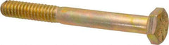 Made in USA - 1/4-20 UNC, 2-1/4" Length Under Head Hex Head Cap Screw - Partially Threaded, Grade 8 Alloy Steel, Zinc Yellow Dichromate Finish, 7/16" Hex - USA Tool & Supply