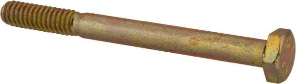 Made in USA - 1/4-20 UNC, 2-3/4" Length Under Head Hex Head Cap Screw - Partially Threaded, Grade 8 Alloy Steel, Zinc Yellow Dichromate Finish, 7/16" Hex - USA Tool & Supply
