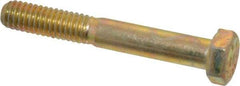 Made in USA - 5/16-18 UNC, 2-1/4" Length Under Head Hex Head Cap Screw - Partially Threaded, Grade 8 Alloy Steel, Zinc Yellow Dichromate Finish, 1/2" Hex - USA Tool & Supply