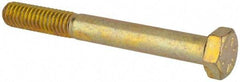 Made in USA - 5/16-18 UNC, 2-3/4" Length Under Head Hex Head Cap Screw - Partially Threaded, Grade 8 Alloy Steel, Zinc Yellow Dichromate Finish, 1/2" Hex - USA Tool & Supply