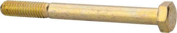 Made in North America - 5/16-18 UNC, 3-1/4" Length Under Head Hex Head Cap Screw - Partially Threaded, Grade 8 Alloy Steel, Zinc Yellow Dichromate Finish, 1/2" Hex - USA Tool & Supply