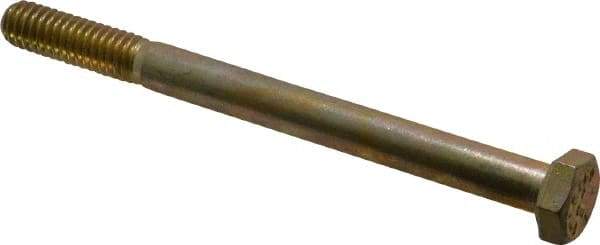Value Collection - 5/16-18 UNC, 3-3/4" Length Under Head Hex Head Cap Screw - Partially Threaded, Grade 8 Alloy Steel, Zinc Yellow Dichromate Finish, 1/2" Hex - USA Tool & Supply