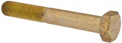 Made in USA - 5/16-24 UNF, 2-1/4" Length Under Head Hex Head Cap Screw - Partially Threaded, Grade 8 Alloy Steel, Zinc Yellow Dichromate Finish, 1/2" Hex - USA Tool & Supply