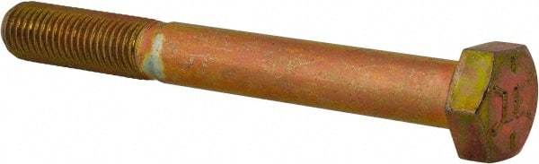 Made in USA - 5/16-24 UNF, 2-3/4" Length Under Head Hex Head Cap Screw - Partially Threaded, Grade 8 Alloy Steel, Zinc Yellow Dichromate Finish, 1/2" Hex - USA Tool & Supply