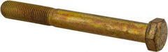 Made in USA - 3/8-24 UNF, 3-1/4" Length Under Head Hex Head Cap Screw - Partially Threaded, Grade 8 Alloy Steel, Zinc Yellow Dichromate Finish, 9/16" Hex - USA Tool & Supply