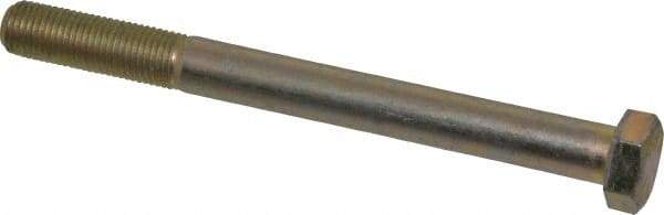 Made in USA - 3/8-24 UNF, 4" Length Under Head Hex Head Cap Screw - Partially Threaded, Grade 8 Alloy Steel, Zinc Yellow Dichromate Finish, 9/16" Hex - USA Tool & Supply