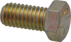 Made in USA - 7/16-14 UNC, 7/8" Length Under Head Hex Head Cap Screw - Fully Threaded, Grade 8 Alloy Steel, Zinc Yellow Dichromate Finish, 5/8" Hex - USA Tool & Supply