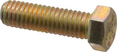Made in USA - 7/16-14 UNC, 1-1/2" Length Under Head Hex Head Cap Screw - Fully Threaded, Grade 8 Alloy Steel, Zinc Yellow Dichromate Finish, 5/8" Hex - USA Tool & Supply