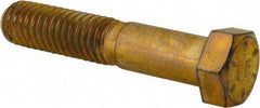 Made in USA - 7/16-14 UNC, 2-1/4" Length Under Head Hex Head Cap Screw - Partially Threaded, Grade 8 Alloy Steel, Zinc Yellow Dichromate Finish, 5/8" Hex - USA Tool & Supply