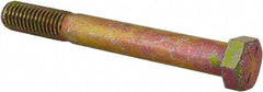 Made in USA - 7/16-14 UNC, 3-3/4" Length Under Head Hex Head Cap Screw - Partially Threaded, Grade 8 Alloy Steel, Zinc Yellow Dichromate Finish, 5/8" Hex - USA Tool & Supply