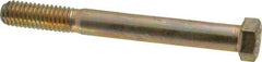 Made in USA - 7/16-14 UNC, 4" Length Under Head Hex Head Cap Screw - Partially Threaded, Grade 8 Alloy Steel, Zinc Yellow Dichromate Finish, 5/8" Hex - USA Tool & Supply