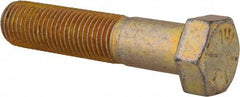 Made in USA - 7/16-20 UNF, 2" Length Under Head Hex Head Cap Screw - Partially Threaded, Grade 8 Alloy Steel, Zinc Yellow Dichromate Finish, 5/8" Hex - USA Tool & Supply