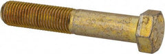 Made in USA - 7/16-20 UNF, 2-1/2" Length Under Head Hex Head Cap Screw - Partially Threaded, Grade 8 Alloy Steel, Zinc Yellow Dichromate Finish, 5/8" Hex - USA Tool & Supply