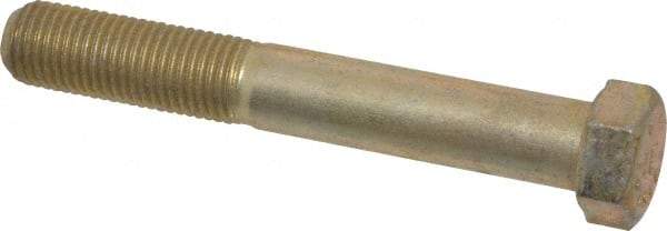 Made in USA - 7/16-20 UNF, 3" Length Under Head Hex Head Cap Screw - Partially Threaded, Grade 8 Alloy Steel, Zinc Yellow Dichromate Finish, 5/8" Hex - USA Tool & Supply