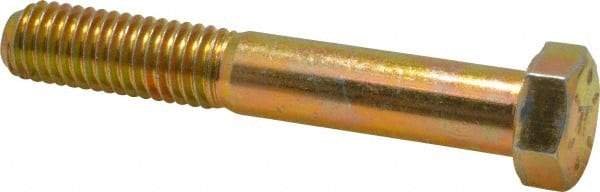 Made in USA - 1/2-13 UNC, 3-1/4" Length Under Head Hex Head Cap Screw - Partially Threaded, Grade 8 Alloy Steel, Zinc Yellow Dichromate Finish, 3/4" Hex - USA Tool & Supply