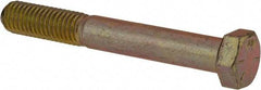 Made in USA - 1/2-13 UNC, 3-3/4" Length Under Head Hex Head Cap Screw - Partially Threaded, Grade 8 Alloy Steel, Zinc Yellow Dichromate Finish, 3/4" Hex - USA Tool & Supply