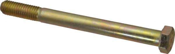 Made in USA - 1/2-13 UNC, 5-1/2" Length Under Head Hex Head Cap Screw - Partially Threaded, Grade 8 Alloy Steel, Zinc Yellow Dichromate Finish, 3/4" Hex - USA Tool & Supply