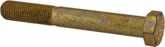 Made in USA - 1/2-20 UNF, 3-3/4" Length Under Head Hex Head Cap Screw - Partially Threaded, Grade 8 Alloy Steel, Zinc Yellow Dichromate Finish, 3/4" Hex - USA Tool & Supply