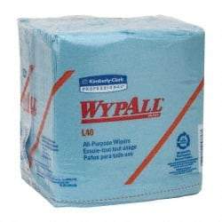 WypAll - L40 1/4 Fold General Purpose Wipes - Poly Pack, 12" x 12-1/2" Sheet Size, Blue - USA Tool & Supply