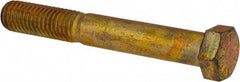 Made in USA - 9/16-12 UNC, 4" Length Under Head Hex Head Cap Screw - Partially Threaded, Grade 8 Alloy Steel, Zinc Yellow Dichromate Finish, 13/16" Hex - USA Tool & Supply