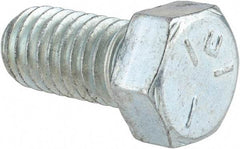 Made in USA - 7/16-14 UNC, 7/8" Length Under Head Hex Head Cap Screw - Fully Threaded, Grade 5 Steel, Zinc-Plated Finish, 5/8" Hex - USA Tool & Supply