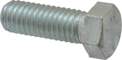 Made in USA - 7/16-14 UNC, 1-1/4" Length Under Head Hex Head Cap Screw - Fully Threaded, Grade 5 Steel, Zinc-Plated Finish, 5/8" Hex - USA Tool & Supply