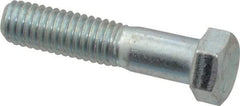 Made in USA - 7/16-14 UNC, 2" Length Under Head Hex Head Cap Screw - Partially Threaded, Grade 5 Steel, Zinc-Plated Finish, 5/8" Hex - USA Tool & Supply