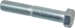 Made in USA - 7/16-14 UNC, 2-1/2" Length Under Head Hex Head Cap Screw - Partially Threaded, Grade 5 Steel, Zinc-Plated Finish, 5/8" Hex - USA Tool & Supply