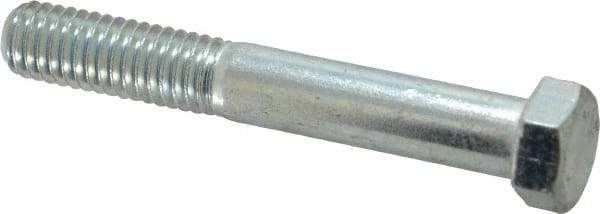 Made in USA - 7/16-14 UNC, 3" Length Under Head Hex Head Cap Screw - Partially Threaded, Grade 5 Steel, Zinc-Plated Finish, 5/8" Hex - USA Tool & Supply